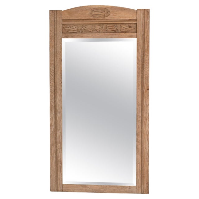 1900s Belgian Oak Mirror With Carved Details For Sale - Image 10 of 18