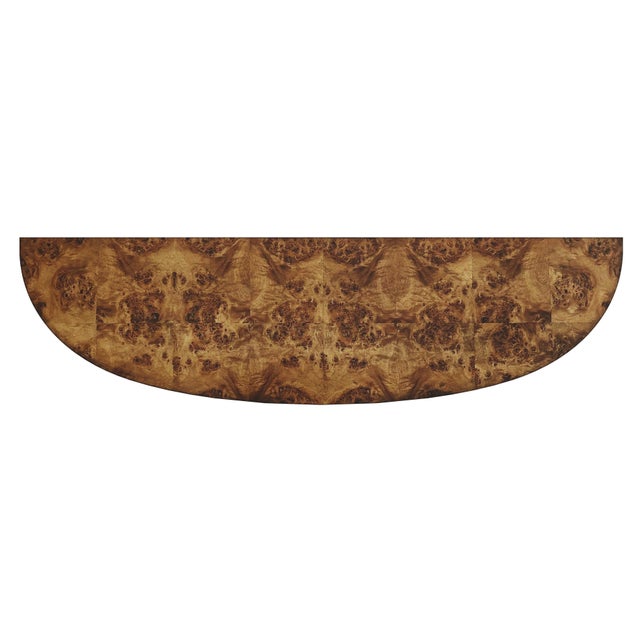 Coffee Astor 54"W Demilune Console Table, Traditional Burl For Sale - Image 8 of 9