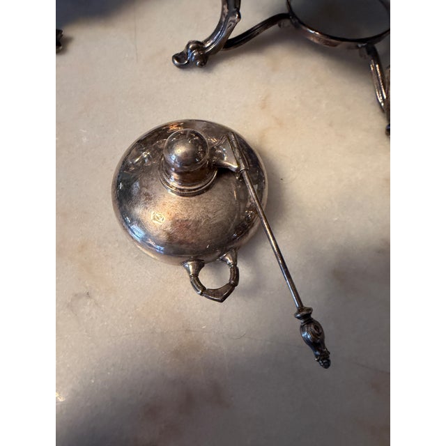 Vintage Reed & Barton "Winthrop" 1795 Silverplate Tea & Coffee Service With Working Tilting Kettle-on-Stand - Set of 4 For Sale - Image 6 of 18