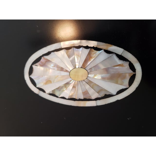 EJ Victor Ej Victor Tray Table - Hardwood Solids With Mother of Pearl Inlay and Gold Accents W/Original Documentation For Sale - Image 4 of 18