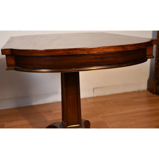 1910s 1910s Pair of Antique English Regency Mahogany Banded Walnut Side Tables End Tables For Sale - Image 5 of 18