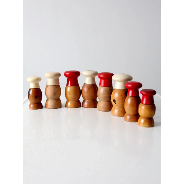 Mid-Century Wooden Salt & Pepper Shakers - 8 Piece For Sale - Image 6 of 13