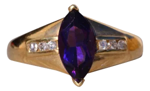 The Nox: Marquise Brilliant Cut Natural Amethyst and Natural Diamond Ring