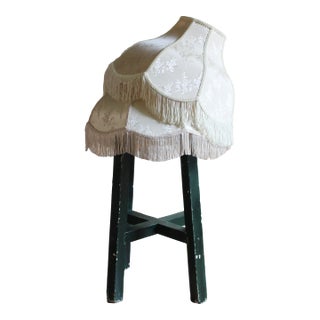 1970s Victorian Revival Pair of Cream Lampshades With Fringe For Sale
