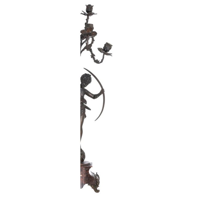 19th Century Five-Light Chandelier Sculpture in Bronze and Marble For Sale - Image 4 of 8