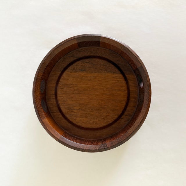 Wood 1960s Birgit Krogh Woodline Teak Cheese Board With Cover / Bowl For Sale - Image 7 of 10