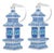Chinoiserie Blue & White Pagoda Christmas Tree Glass Ornament - A Pair For Sale