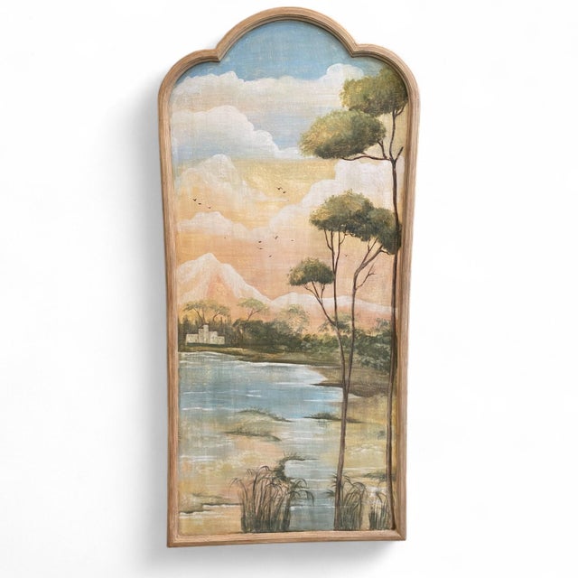 Italian Artist, Lobed Panels with Landscapes, Oil Paintings on Canvas, Set of 3 For Sale - Image 3 of 5