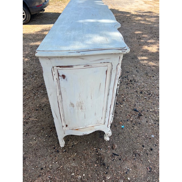 Wood French 19th Century Louis XV Painted Walnut Sideboard For Sale - Image 7 of 12
