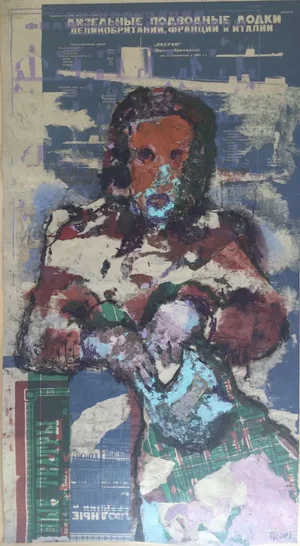 Fred Kleinberg, Seated Figure, 2001, Signed Mixed Media