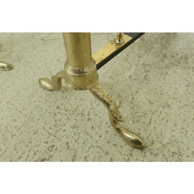Traditional Virginia Metalcrafters Colonial Williamsburg Brass Fireplace Andirons - a Pair For Sale - Image 3 of 8