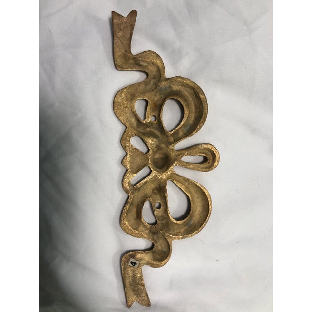 Mid 20th Century Brass Ribbon Bow Wall Decor For Sale - Image 4 of 5
