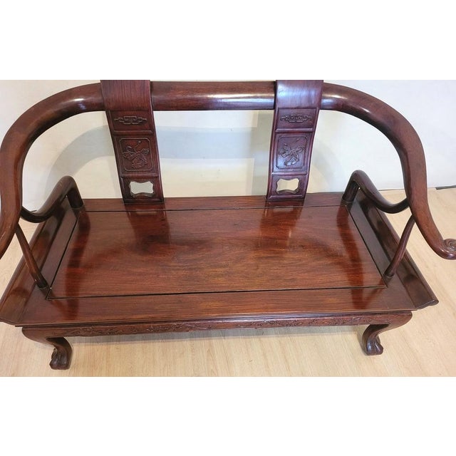 Chinese Carved Wooden Bench Seat, Late 19th Century For Sale - Image 14 of 18