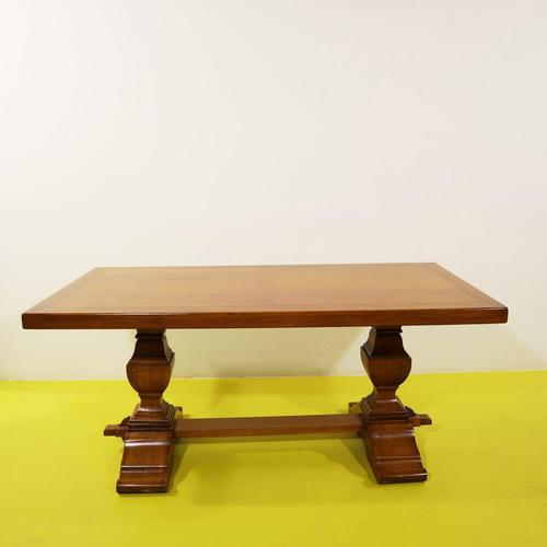 Wood Table with Double Turned Base For Sale - Image 12 of 12