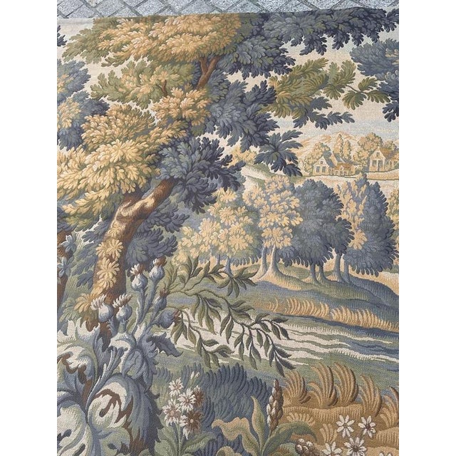 Large Vintage French Aubusson Style Jacquard Tapestry Classic Verdure, 1970s For Sale - Image 3 of 18