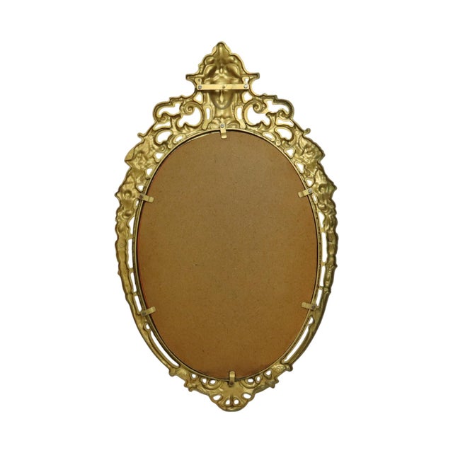 Louis XV Baroque French Brass Crested Mirror in Gold, 1950s For Sale - Image 15 of 17