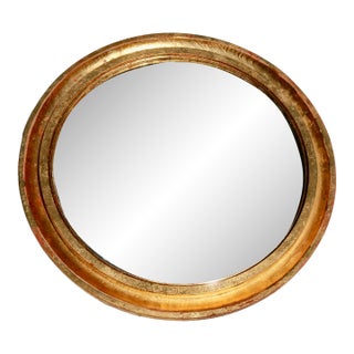 Late 20th Century Giltwood Gold Leaf Convex Mirror For Sale