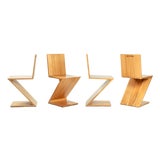 Modernist De Stijl Zig Zag Ashwood Chairs by Gerrit Rietveld, 1930s, Set of 4 For Sale