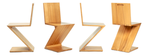 Modernist De Stijl Zig Zag Ashwood Chairs by Gerrit Rietveld, 1930s, Set of 4