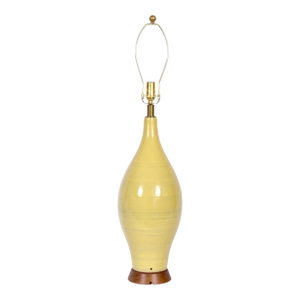 Mid 20th Century Design-Technics Style Yellow Banded Art Pottery Table Lamp