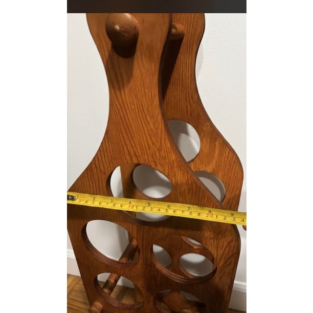 Brown Mid-Century Modern 12-Bottle Shaped Wooden Wine Rack Caddy For Sale - Image 8 of 9