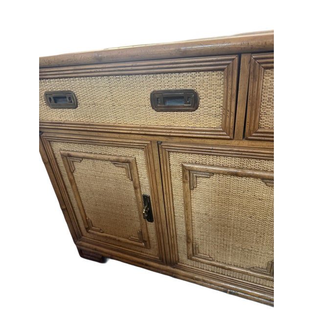 Vintage Drexel Woven Cane Bamboo Rattan Cabinet Credenza Buffet For Sale - Image 15 of 16