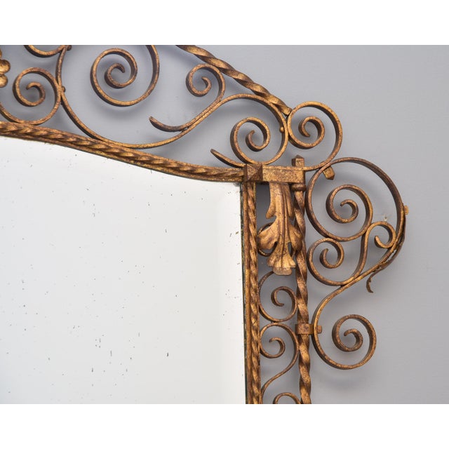 1930s Large Early 20th Century Italian Mirror With Gilt Iron Frame For Sale - Image 5 of 12