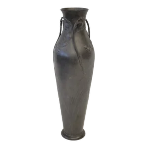 Antique Circa 1900 Art Nouveau Kayserzinn "4312" Pewter Vase With Lilies
