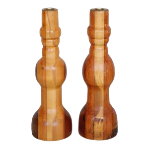 Rustic Pine Candlestick Holders - a Pair