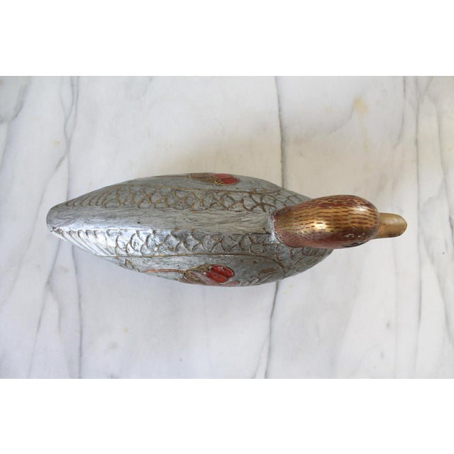 Vintage Brass Enamel Duck Figurine For Sale - Image 12 of 13