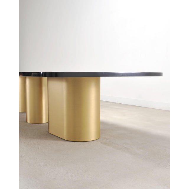 India Mahdavi Alber Sectional Walnut Brass Dining Table 11 Ft For Sale - Image 9 of 18