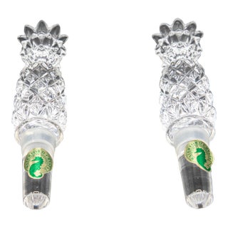 Vintage Waterford Crystal Pineapple Bottle Stoppers With Boxes- Set of 2 For Sale