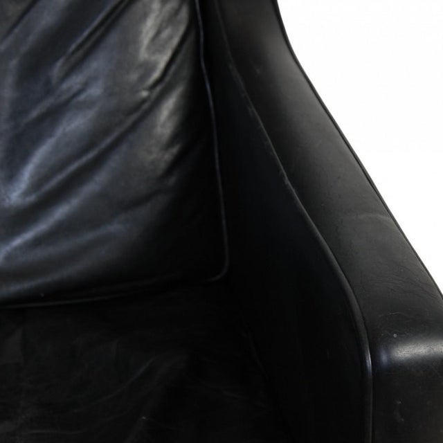Animal Skin 2431 Lounge Chair in Black Leather by Børge Mogensen, 1980s For Sale - Image 7 of 18