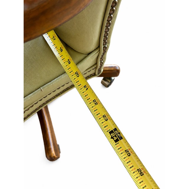 Old Hickory Tannery Brown Leather Adjustable Executive Office Chair For Sale - Image 14 of 18