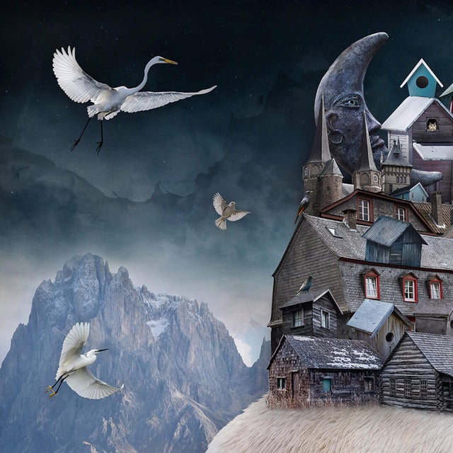 Babel by Marcin Owczarek | Photography - Dye Sublimation on Aluminum Polar bear with houses on its back. For Sale - Image 4 of 5