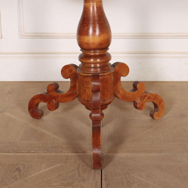 Pretty 19th century Swedish circular pine and birch lamp table/ occasional table. 1840. This piece is designed in the...