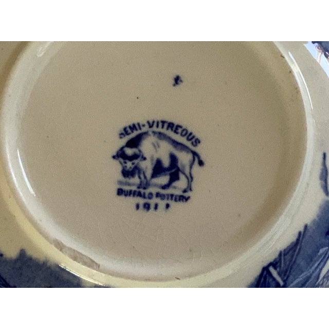 Antique Buffalo Pottery Blue Willow Oatmeal Berry Bowl - Semi-Vitreous Made in Usa 1917 For Sale In Palm Springs - Image 6 of 7