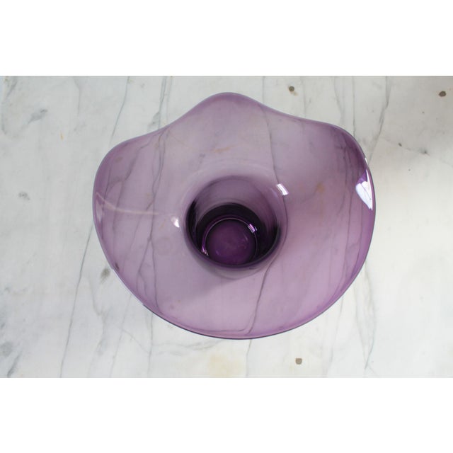 Contemporary Vintage Purple Art Glass Sculptural Vase For Sale - Image 3 of 9