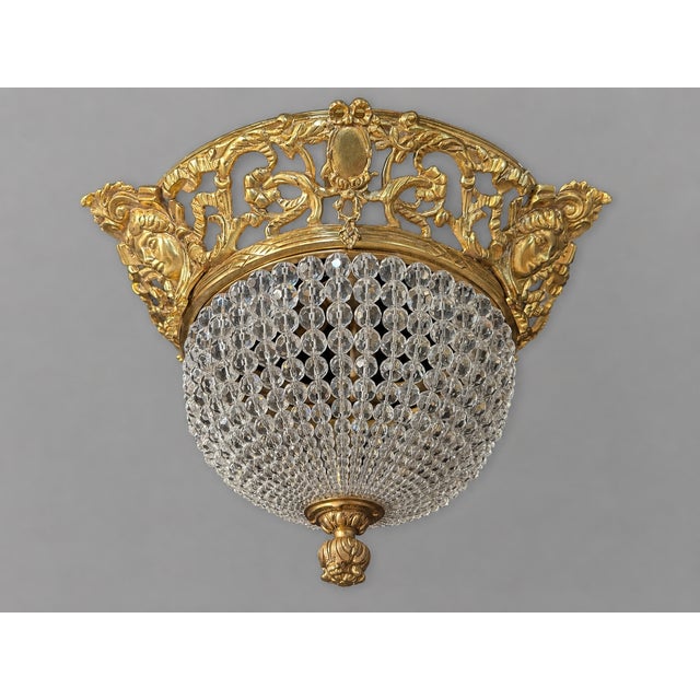 1970s Baroque Gold Bronze Crystal Chandelier Ceiling Lamp For Sale - Image 10 of 15