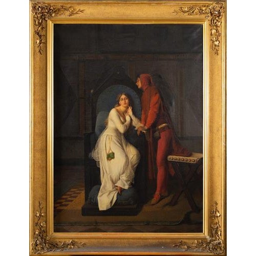 F. Valaperta, Ghismunda and Guiscardo, Oil on Canvas For Sale - Image 11 of 11
