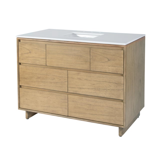 Halmstad 48 in. W Rectangular Wood Single Sink 6 Drawer Bathroom Vanity Set, Blonde Oak For Sale - Image 9 of 9