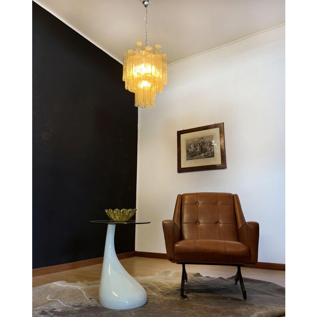 Murano Clear Amber & Gold Glass Tube Chandelier, 1990s For Sale - Image 12 of 16