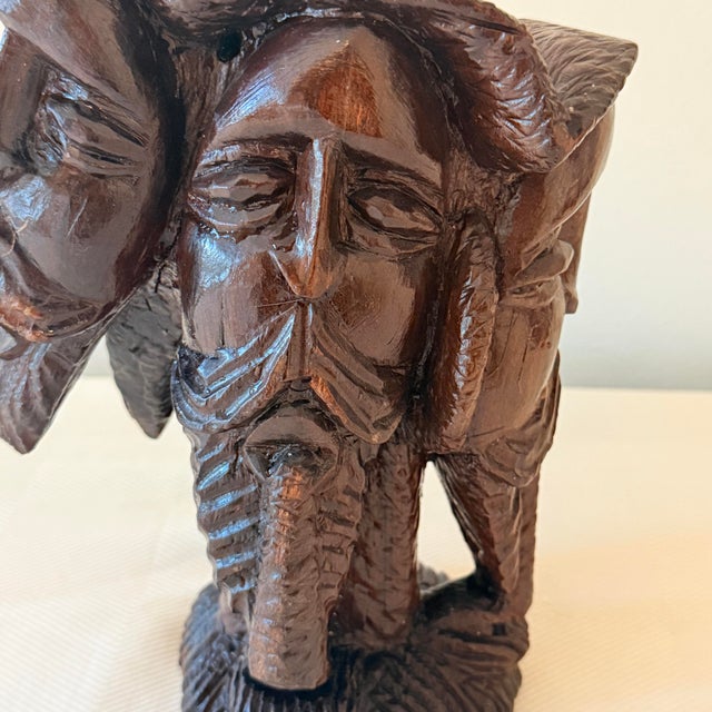 Mid-Century Multi-Faced Transforming Elephant Carved Wood Sculpture For Sale - Image 4 of 9