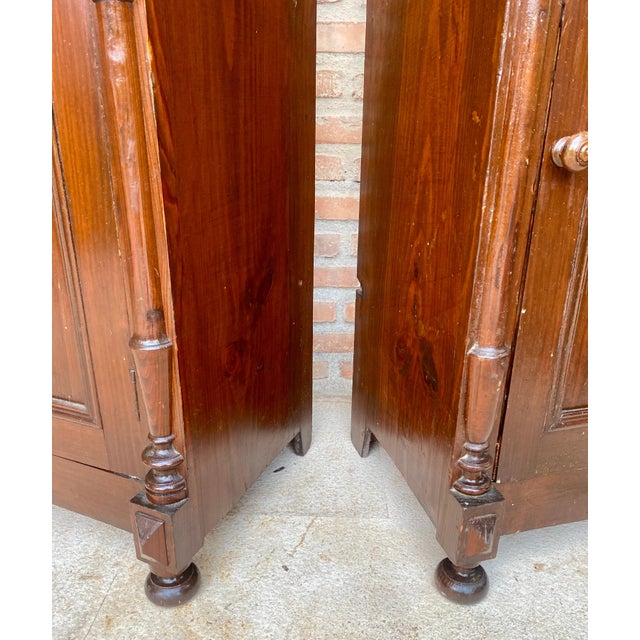 Antique Louis XVI Nightstands with White Marble Tops, 1890s, Set of 2 For Sale - Image 11 of 18