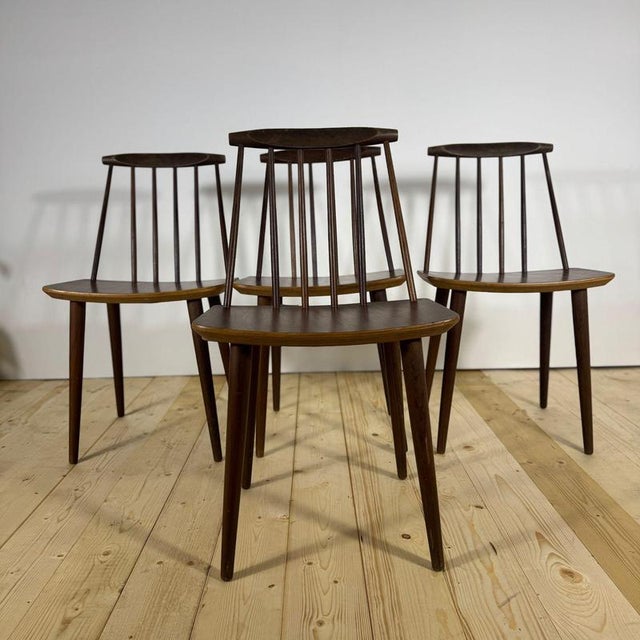 Brown Vintage Chairs by Poul M. Volther for FDB Furniture, 1960s, Set of 4 For Sale - Image 8 of 8