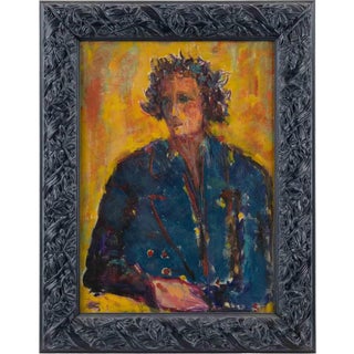 Sirio Pellegrini, Portrait, 1960s, Oil on Cardboard, Framed For Sale