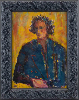 Sirio Pellegrini, Portrait, 1960s, Oil on Cardboard, Framed