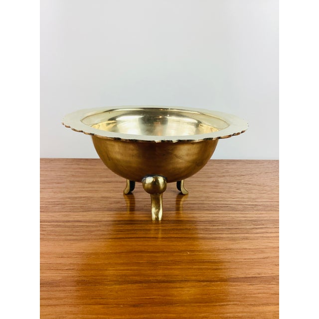 Vintage 1970s Brass Footed Bowl For Sale - Image 4 of 6