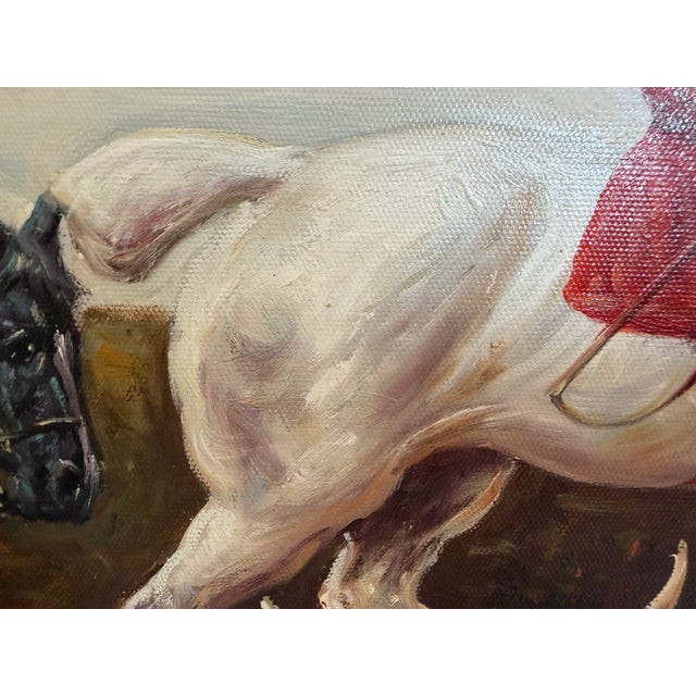 Original Fox Hunting Oil Painting Signed English Hunt Horses Hounds Framed For Sale - Image 4 of 12