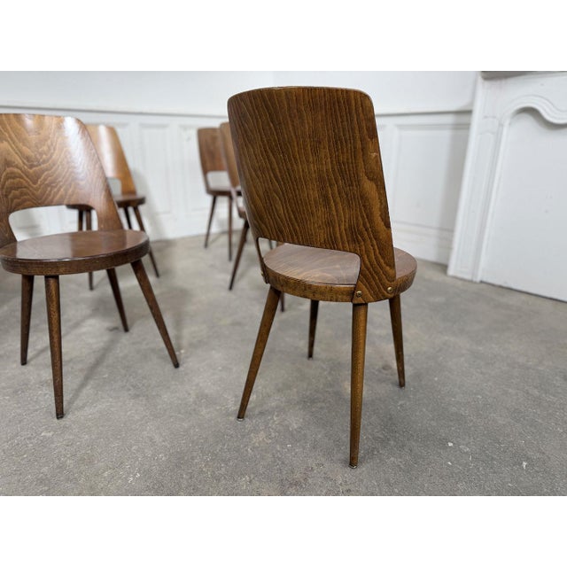 Frosted Brown Chairs from Baumann, 1960s, Set of 6 For Sale - Image 6 of 8